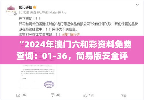 “2024年澳門六和彩資料免費查詢：01-36，簡易版安全評估ESJ183.21”