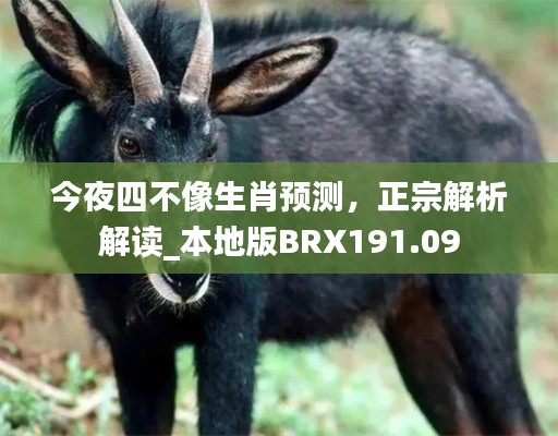 今夜四不像生肖預(yù)測(cè)，正宗解析解讀_本地版BRX191.09