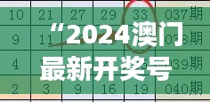 “2024澳門最新開獎號碼解讀，精選預測版YVM543.74詳解”