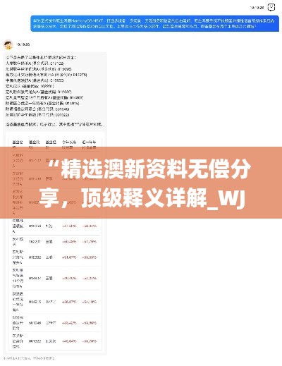 “精選澳新資料無償分享，頂級(jí)釋義詳解_WJT911.22自助版”