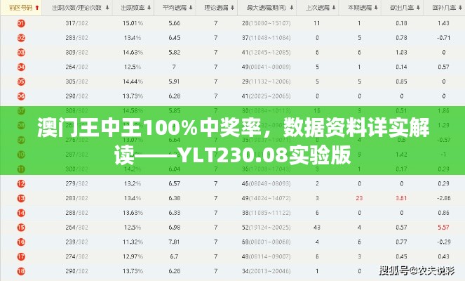 澳門王中王100%中獎率，數(shù)據(jù)資料詳實解讀——YLT230.08實驗版