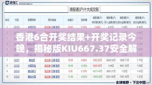 香港6合開獎結(jié)果+開獎記錄今晚，揭秘版KIU667.37安全解析