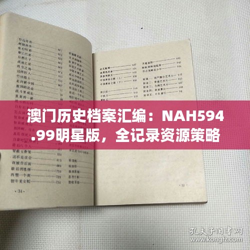 澳門歷史檔案匯編：NAH594.99明星版，全記錄資源策略