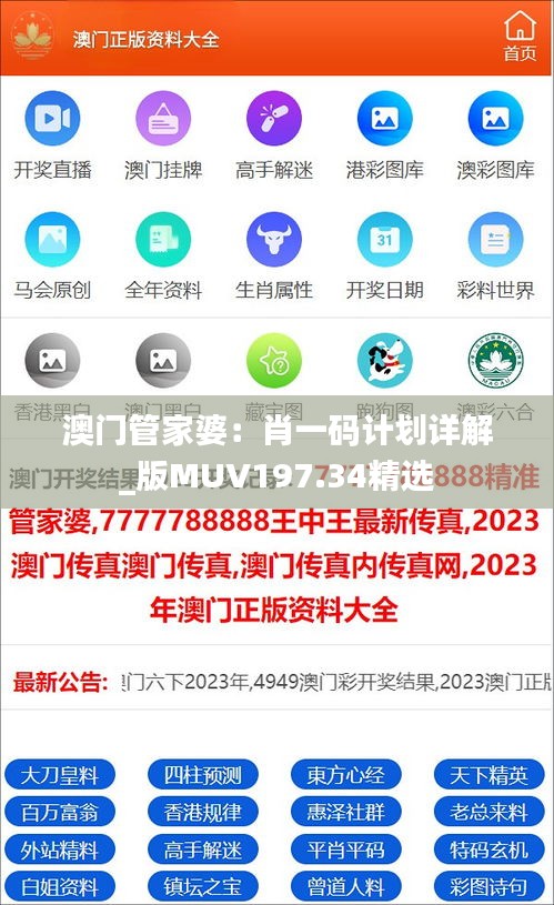 澳門(mén)管家婆：肖一碼計(jì)劃詳解_版MUV197.34精選