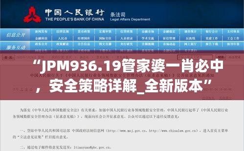 “JPM936.19管家婆一肖必中，安全策略詳解_全新版本”