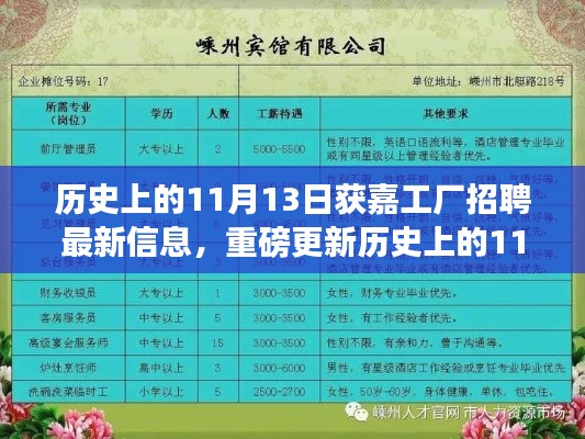 歷史上的11月13日獲嘉工廠招聘資訊大解析，最新崗位信息與全面資訊更新