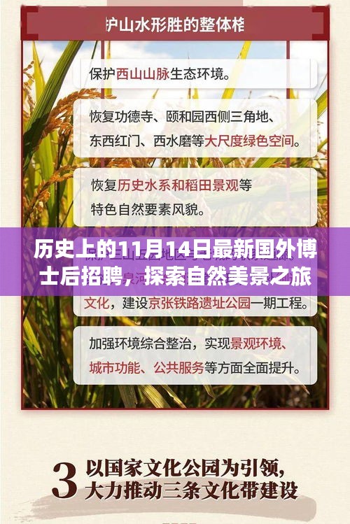 歷史上的11月14日，博士后招聘與探索自然美景之旅啟程啟幕，夢想與心靈平靜之旅開啟！