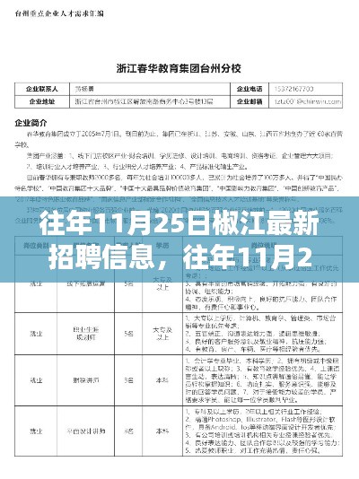 往年11月25日椒江最新招聘信息匯總與聚焦