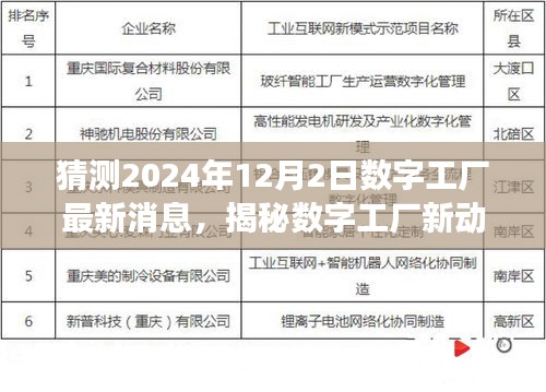 揭秘?cái)?shù)字工廠最新動(dòng)態(tài)，獨(dú)家解讀2024年12月2日數(shù)字工廠進(jìn)展與小巷特色小店探秘