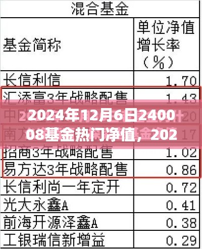 探尋基金熱門凈值背后的故事，以基金代碼240008為例（2024年12月6日）