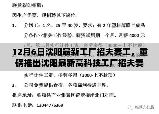 沈陽最新高科技工廠招夫妻工，智能工廠革新，科技之旅新篇章開啟