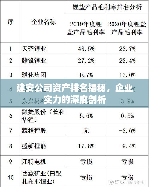 建安公司資產(chǎn)排名揭秘，企業(yè)實力的深度剖析