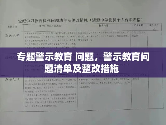 專題警示教育 問題，警示教育問題清單及整改措施 