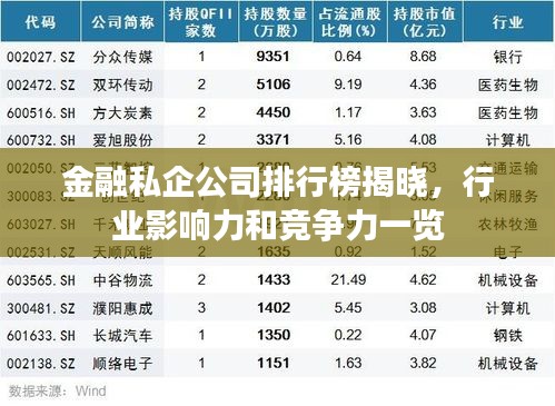 金融私企公司排行榜揭曉，行業(yè)影響力和競爭力一覽