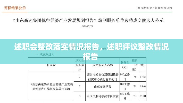 述職會整改落實情況報告，述職評議整改情況報告 