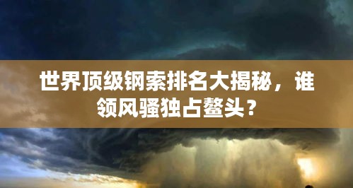 世界頂級(jí)鋼索排名大揭秘，誰領(lǐng)風(fēng)騷獨(dú)占鰲頭？