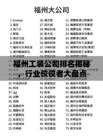 福州工裝公司排名揭秘，行業(yè)佼佼者大盤點