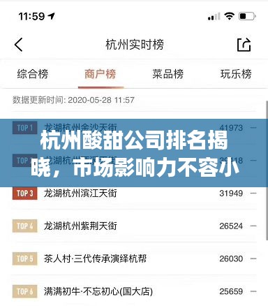 杭州酸甜公司排名揭曉，市場影響力不容小覷
