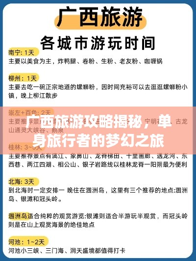 廣西旅游攻略揭秘，單身旅行者的夢幻之旅
